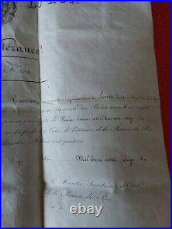 Doc Charles X/ 1826/attestation de pension CAISSE DE VETERANCE/Maison du Roi