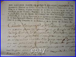 Document Manuscrit Cuba 1809 Rare