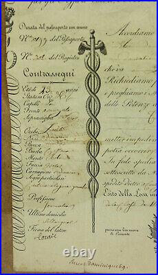 Document Original sur Papier Au nom du roi de Sardaigne 1826