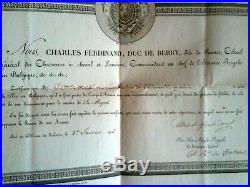 Duc De Berry Superbe Certificat D'emigration Signé 1816 Armée Royaliste