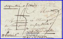 ECOUIS 27 Lettre de 1789, marque manuscrite acquittée à Ecouis = PP EURE
