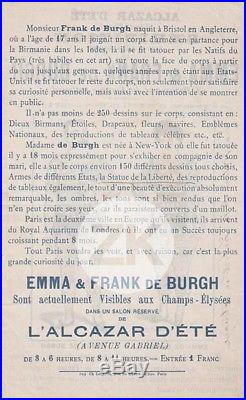EMMA & FRANK de BURGH Tattoo TATOUAGE Samuel O'REILLY Alcazar LEVY Paris 1890s