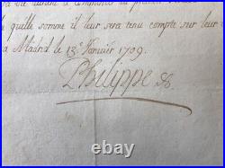 ESCLAVAGE ASSIENTO 1709 PRINCE DE CHIMAY Signé PHILIPPE V D'ESPAGNE MADRID