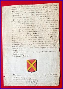 Ec72-document Armorié-cachet-archives-l'ordre De Malte-don Martin Ruiz