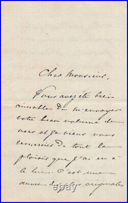 Edmond James de ROTHSCHILD comme un ouvrage de poésie lettre autographe signée