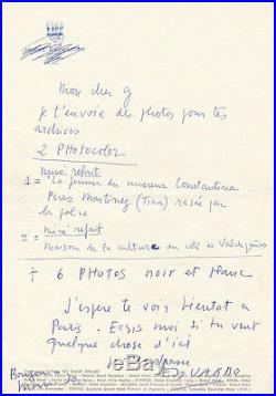 Eduardo Arroyo Lettre manuscrite + 6 photos Original Vintage 1969