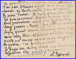 Émile BERNARD très belle lettre autographe signée amitié guerre religion
