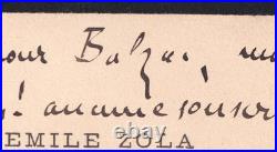 Émile ZOLA Carte de visite autographe signée Merci pour Balzac