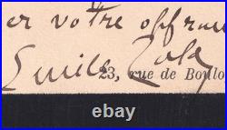 Émile ZOLA Carte de visite autographe signée Merci pour Balzac