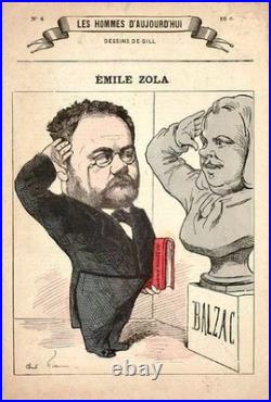 Émile ZOLA Carte de visite autographe signée Merci pour Balzac