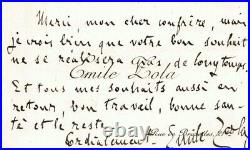 Emile ZOLA Carte de visite autographe signée à Jacques Normand