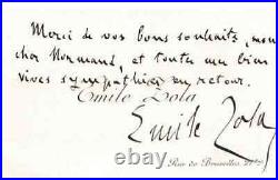 Emile ZOLA Carte de visite autographe signée à Jacques Normand. Enveloppe