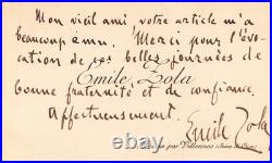 Émile ZOLA Emouvante carte autographe signée Soirées de Médan Henry Céard