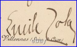 Émile ZOLA Emouvante carte autographe signée Soirées de Médan Henry Céard