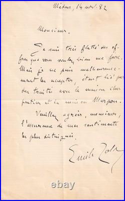 Émile ZOLA Lettre autographe signée 1882 Au Bonheur des Dames