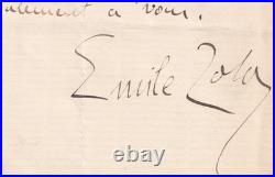 Émile ZOLA Lettre autographe signée 1887 Belle et grande signature