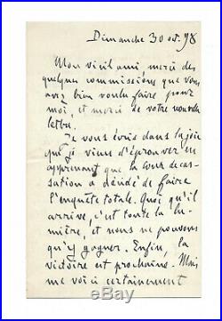 Emile ZOLA / Lettre autographe signée / Affaire Dreyfus
