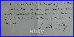 Emile ZOLA autographe à Raymond POINCARE / BELLE PIECE