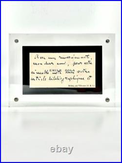 Émile ZOLA, belle carte de visite autographe, remerciement FIGARO