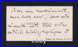 Émile ZOLA, belle carte de visite autographe, remerciement FIGARO