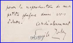 Émile ZOLA, belle carte de visite autographe, remerciement FIGARO