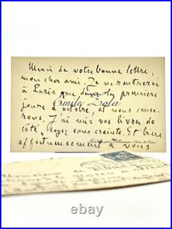 Émile ZOLA, belle carte de visite autographe signée avec envelloppe