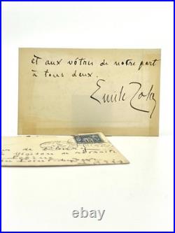 Émile ZOLA, belle carte de visite autographe signée avec envelloppe