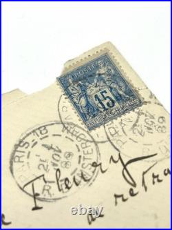 Émile ZOLA, belle carte de visite autographe signée avec envelloppe