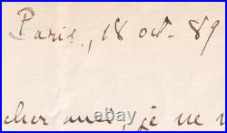 Émile ZOLA juge son deuxième roman Lettre autographe signée 1889