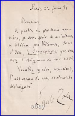 Émile ZOLA, lettre autographe signée Le plus ancien journal de Marseille