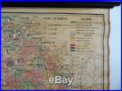Enorme très ancienne carte scolaire France économique env 1900 no Vidal Lablache