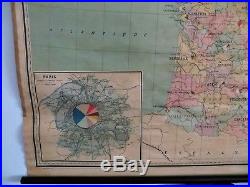 Enorme très ancienne carte scolaire France économique env 1900 no Vidal Lablache