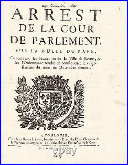 Ensemble d'actes des Parlements de Paris sous Louis XIV sur l'église de Rome