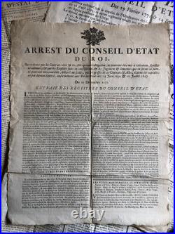Ensemble de 5 placards, affiches concernant la Généralité d'Amiens XVIIIème s