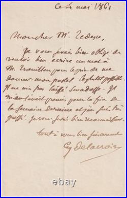 Eugène DELACROIX Lettre autographe signée Dernières années 1861