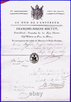 Ex55-congé Militaire-pagard-enseigne De Vaisseau-f. J. Bouvet-amiral-brest-1810