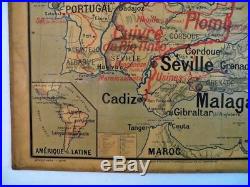 Exceptionnel! Carte scolaire Vidal Lablache Espagne Portugal Tirage 1 ca 1893