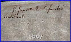 Exceptionnel Passeport De L'assemblee Nationale + Archives Nationales 1792