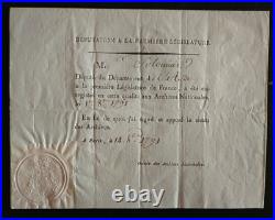 Exceptionnel Passeport De L'assemblee Nationale + Archives Nationales 1792