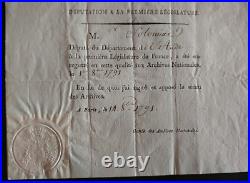 Exceptionnel Passeport De L'assemblee Nationale + Archives Nationales 1792