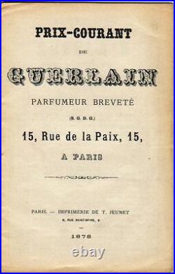 Exposition Universalle 1878 catalogue boutique des produits et prix Guerlain