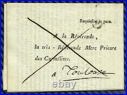 FRANCHISE des CARMÉLITES Lettre de BORDEAUX (Guyenne) pour TOULOUSE 1783