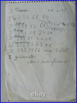 F 20 Manuscrit Georges Brassens Pour Reglage Telephone Giacometti