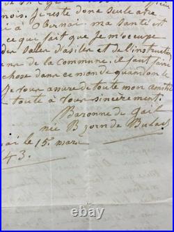 Famille de Gail Obernai 1843 Baronne Catherine Zorn de Bulach Rare Autographe