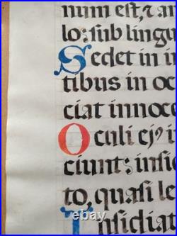 Feuillet de manuscrit enluminé sur parchemin Latin XVe? Faire Offre