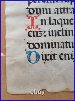 Feuillet de manuscrit enluminé sur parchemin Latin XVe? Faire Offre