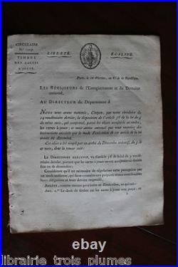 Février 1798 Circulaire signée sur les CARTES à jouer (timbre) autographe