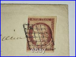 France 1851 1f carmin foncé(b) sur lettre N°6