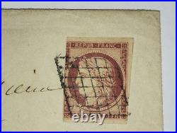 France 1851 1f carmin foncé(b) sur lettre N°6