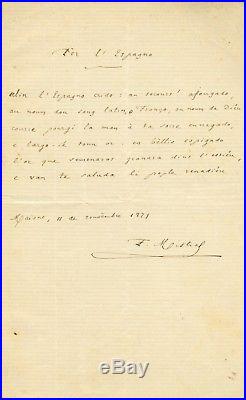 Frédéric MISTRAL, belle lettre et poème autographes / Inondations de Murcie